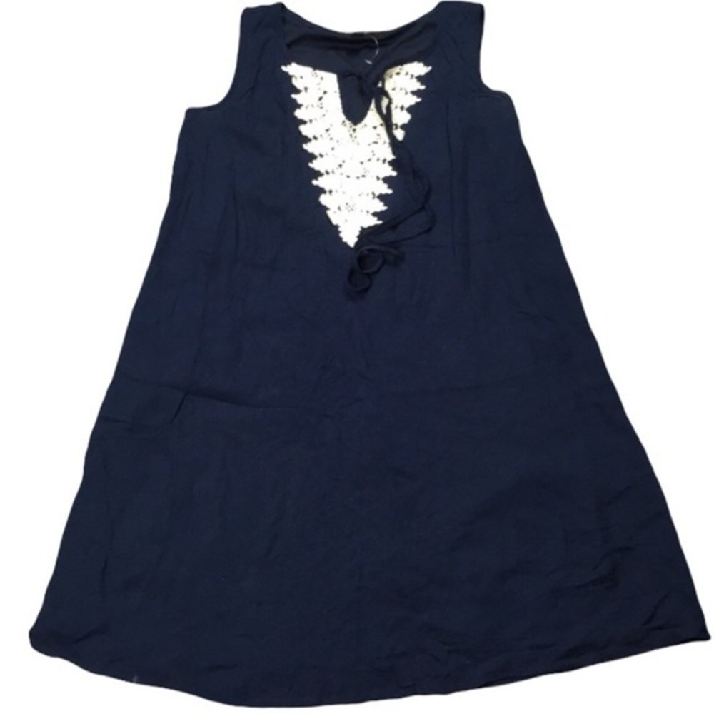Dark Navy Blue and White Mini Dress